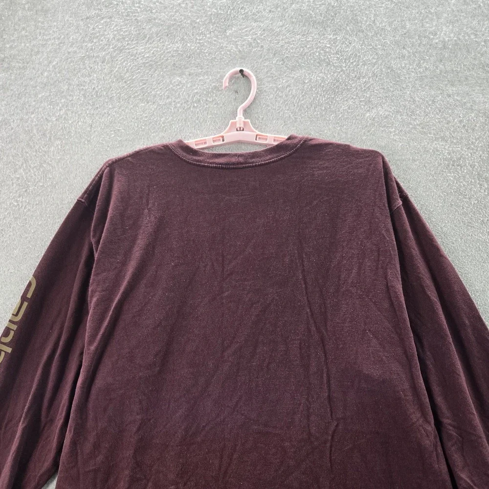 Carhartt‎ Men Shirt 2XL Burgundy K231 Long Sleeve Pocket Shirt Logo Loose